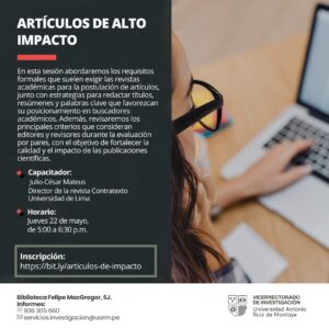 Capacitación virtual sobre artículos de alto impacto
