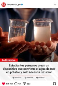 Con materiales accesibles y energía solar, el desalinizador desarrollado por estudiantes de Ingeniería Industrial de la UARM puede generar hasta 4 litros de agua potable en tres horas. El proyecto busca beneficiar a familias vulnerables en la costa peruana.