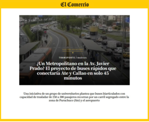 Implementación de un corredor BRT segregado, la propuesta de estudiantes de Ciencia Política UARM para optimizar el transporte y reducir la congestión vehicular.
