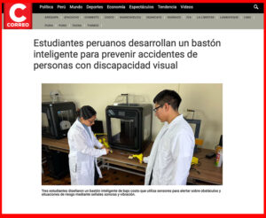 Prototipo tecnológico de bajo costo desarrollado por la carrera de Ingeniería Industrial UARM para mejorar la movilidad y autonomía de personas invidentes.
